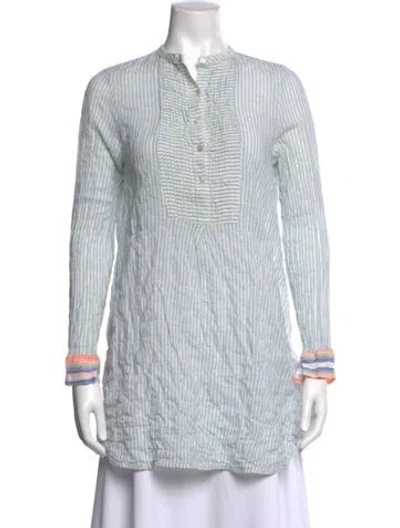 Pre-owned Lemlem Striped Long Sleeve Tunic In Blue