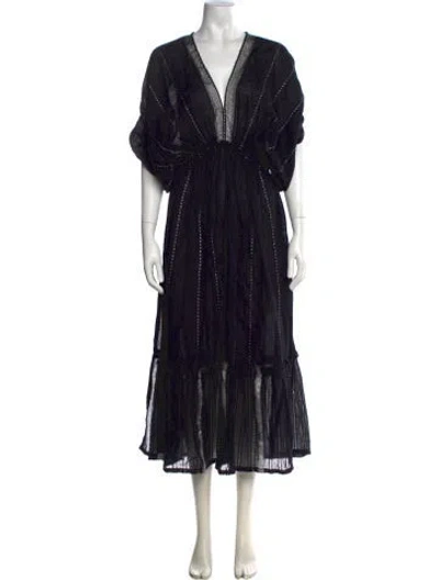 Pre-owned Lemlem Striped Midi Length Dress In Black