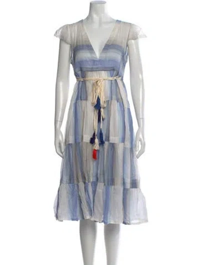 Pre-owned Lemlem Striped Midi Length Dress In Blue