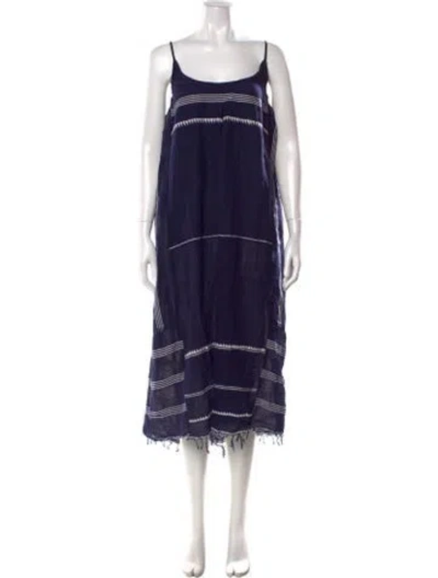 Pre-owned Lemlem Striped Midi Length Dress In Blue