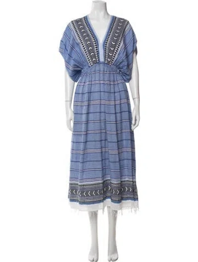 Pre-owned Lemlem Striped Midi Length Dress In Blue