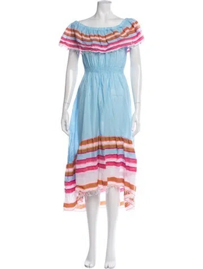 Pre-owned Lemlem Striped Midi Length Dress In Blue