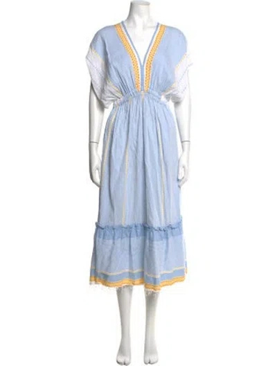 Pre-owned Lemlem Striped Midi Length Dress In Blue