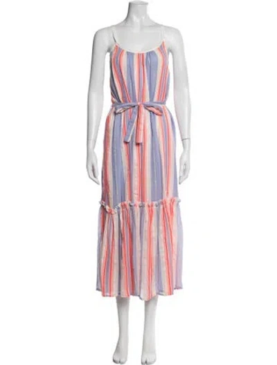 Pre-owned Lemlem Striped Midi Length Dress In Blue/orange