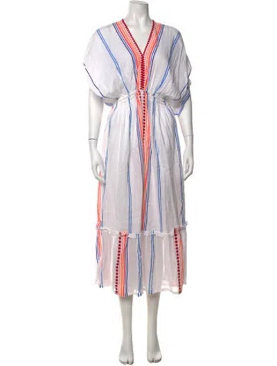 Pre-owned Lemlem Striped Midi Length Dress In Brown
