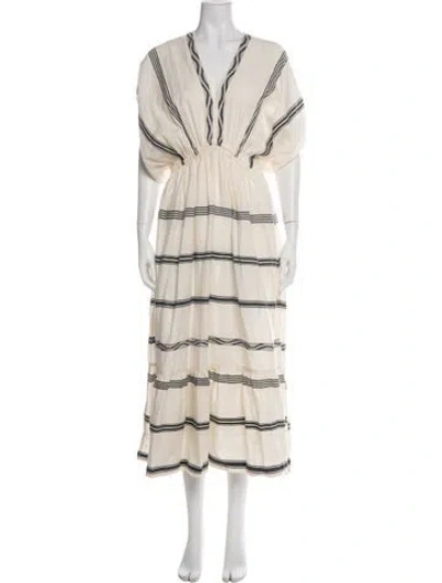 Pre-owned Lemlem Striped Midi Length Dress In Green