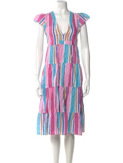 Pre-owned Lemlem Striped Midi Length Dress In Multi