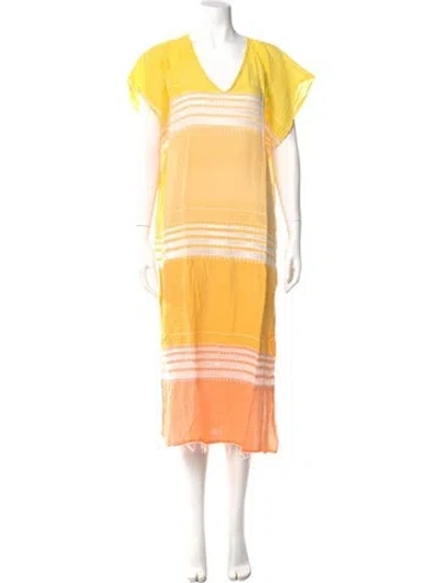 Pre-owned Lemlem Striped Midi Length Dress In Multi