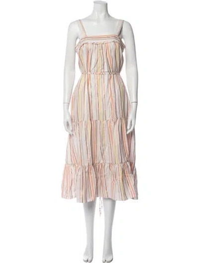 Pre-owned Lemlem Striped Midi Length Dress In Neutrals