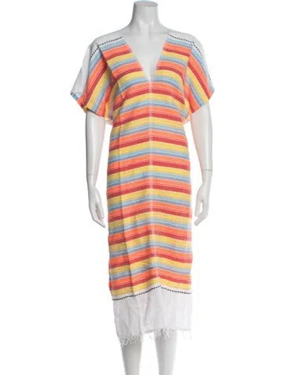Pre-owned Lemlem Striped Midi Length Dress In Neutrals