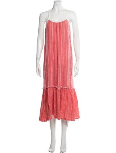 Pre-owned Lemlem Striped Midi Length Dress In Pink