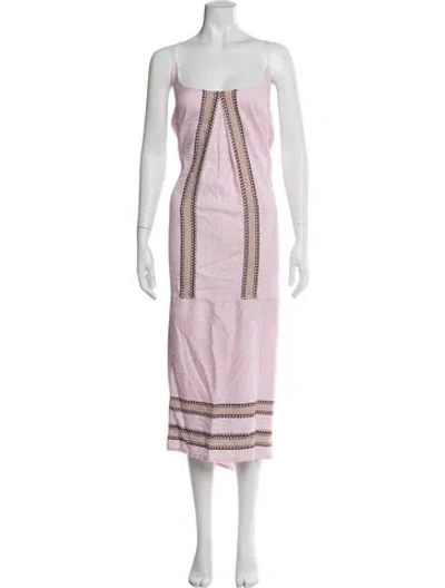 Pre-owned Lemlem Striped Midi Length Dress In Pink
