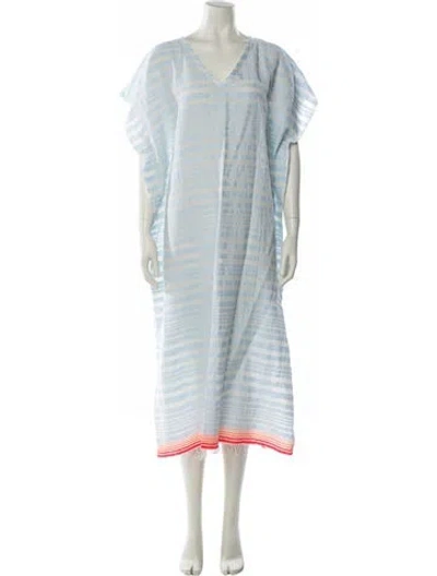 Pre-owned Lemlem Striped Midi Length Dress W/ Tags In Blue