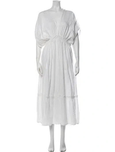 Pre-owned Lemlem Striped Midi Length Dress W/ Tags In Metallic/white