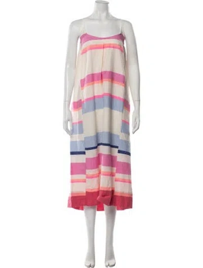 Pre-owned Lemlem Striped Midi Length Dress W/ Tags In Multicolor