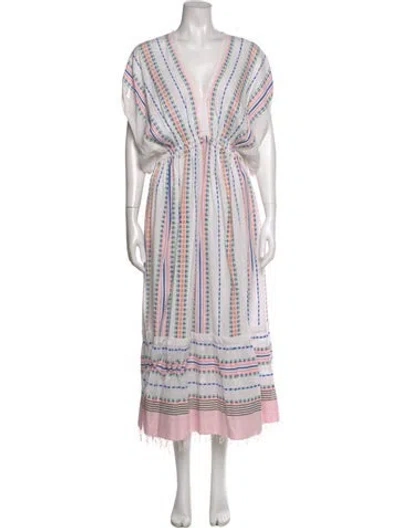 Pre-owned Lemlem Striped Midi Length Dress In White