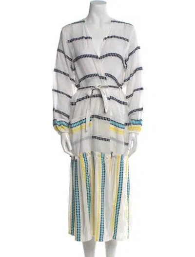 Pre-owned Lemlem Striped Midi Length Dress In White