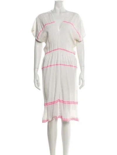 Pre-owned Lemlem Striped Midi Length Dress In White