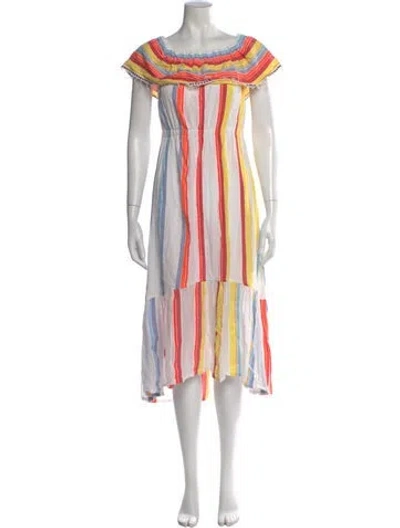 Pre-owned Lemlem Striped Midi Length Dress In White