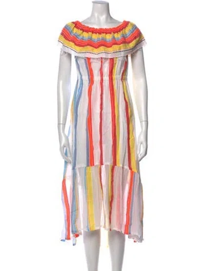 Pre-owned Lemlem Striped Midi Length Dress In White