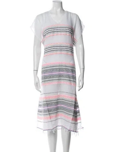 Pre-owned Lemlem Striped Midi Length Dress In White