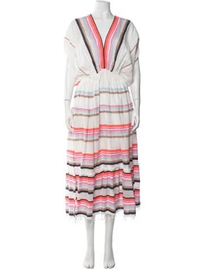 Pre-owned Lemlem Striped Midi Length Dress In White