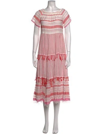 Pre-owned Lemlem Striped Midi Length Dress In White