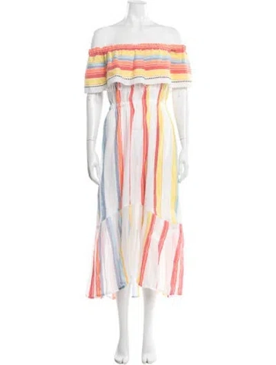Pre-owned Lemlem Striped Midi Length Dress In White