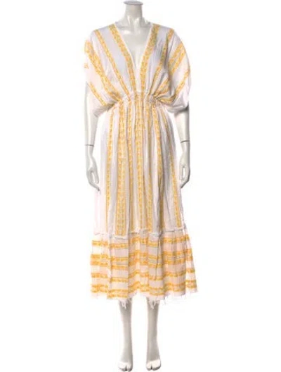 Pre-owned Lemlem Striped Midi Length Dress In White