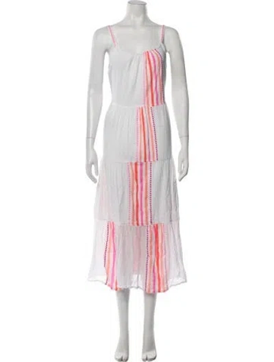 Pre-owned Lemlem Striped Midi Length Dress In White