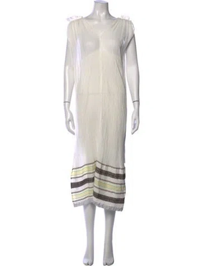 Pre-owned Lemlem Striped Midi Length Dress In White