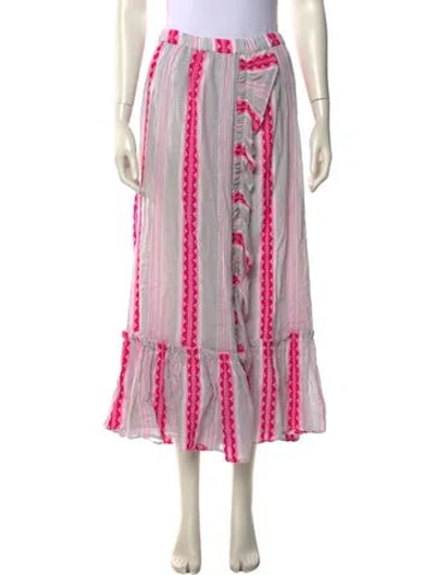 Pre-owned Lemlem Striped Midi Length Skirt W/ Tags In Pink