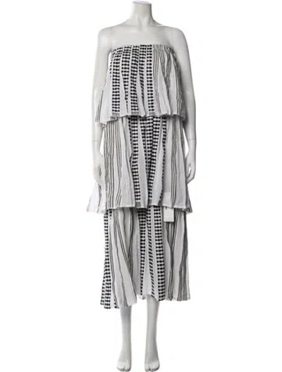 Pre-owned Lemlem Striped Midi Length Skirt In White