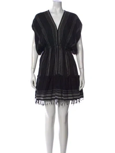 Pre-owned Lemlem Striped Mini Dress In Black