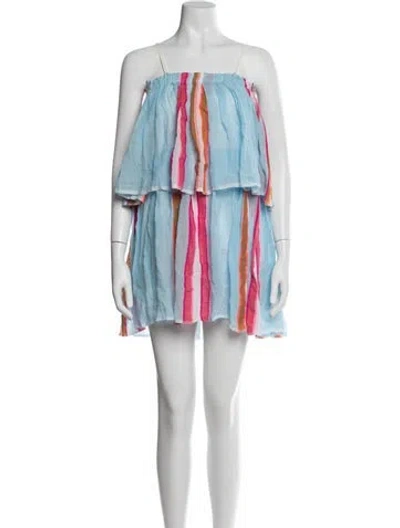 Pre-owned Lemlem Striped Mini Dress In Blue
