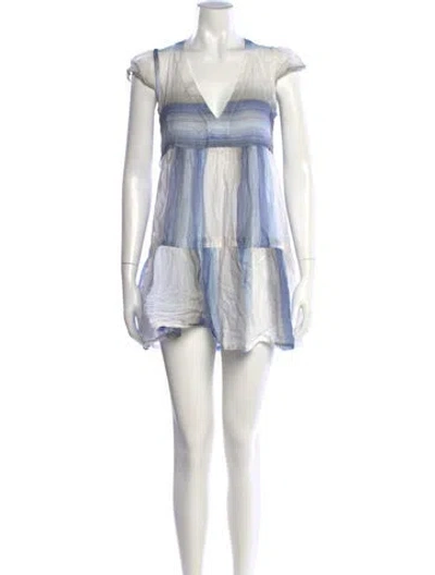 Pre-owned Lemlem Striped Mini Dress In Blue
