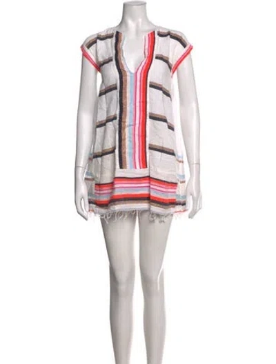 Pre-owned Lemlem Striped Mini Dress In Metallic/white
