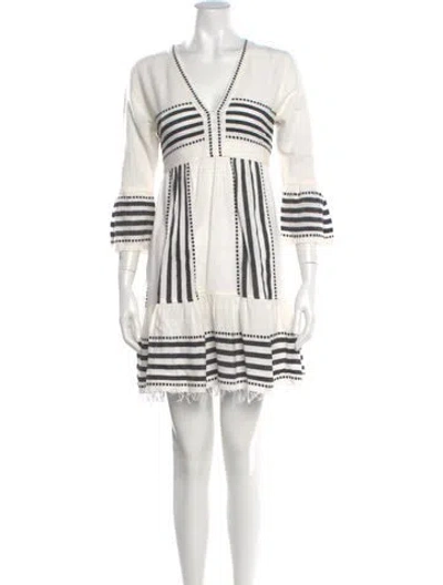 Pre-owned Lemlem Striped Mini Dress In Neutral