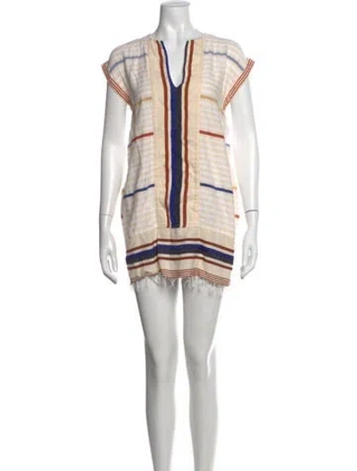 Pre-owned Lemlem Striped Mini Dress In Neutral