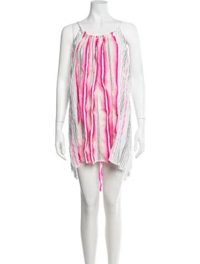 Pre-owned Lemlem Striped Mini Dress In Pink/white