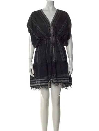 Pre-owned Lemlem Striped Mini Dress W/ Tags In Black
