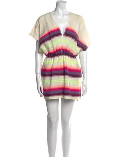 Pre-owned Lemlem Striped Mini Dress In White