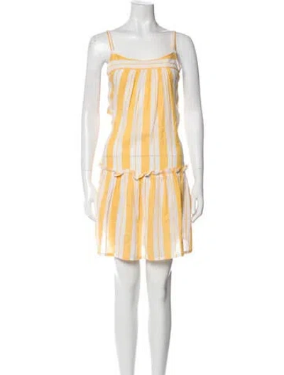 Pre-owned Lemlem Striped Mini Dress In White