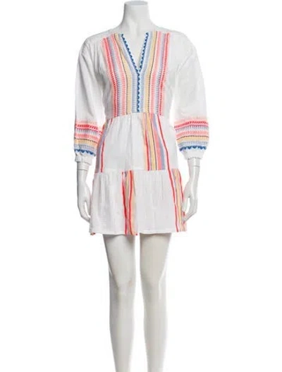Pre-owned Lemlem Striped Mini Dress In White