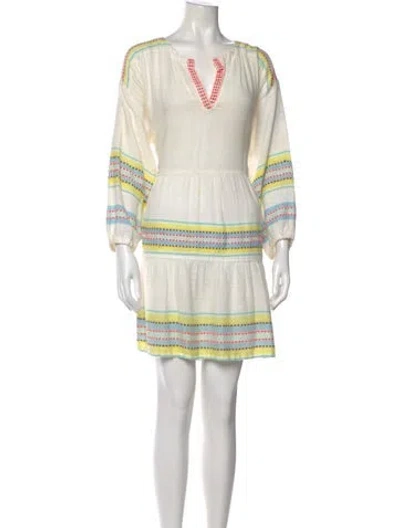 Pre-owned Lemlem Striped Mini Dress In White