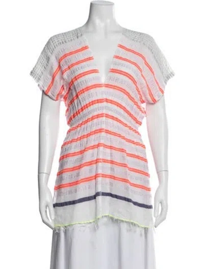 Pre-owned Lemlem Striped Mini Dress In White