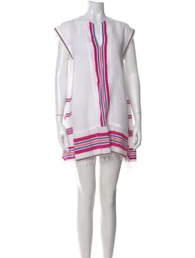 Pre-owned Lemlem Striped Mini Dress In White