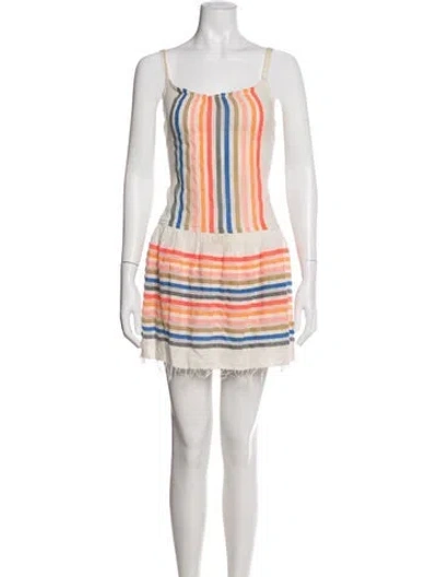 Pre-owned Lemlem Striped Mini Dress In White