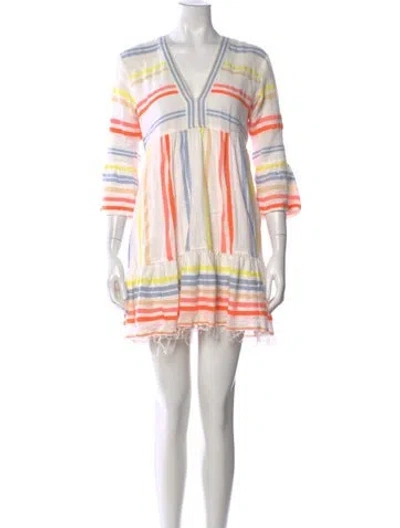 Pre-owned Lemlem Striped Mini Dress In White