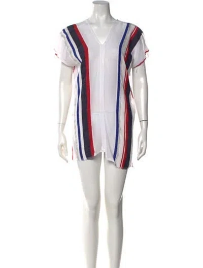 Pre-owned Lemlem Striped Mini Dress In White